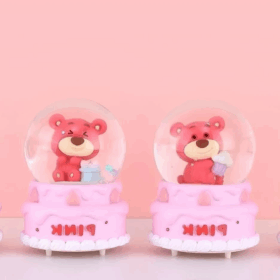 Ayıcıklı Işıklı Kar Küresi 7 Cm Alk3102