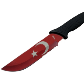 Ayyıldız Mf032 Rd Kırmızı Av Bıçağı 31cm - Testere Detaylı Bıçak, Kılıflı, Plastik Sap