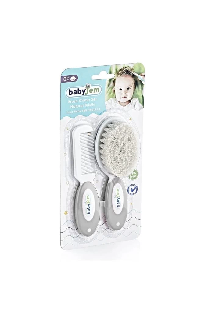 BabyJem Doğal Kıl Fırça Tarak Seti 519 Gri - Görsel 3