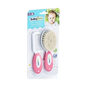 BabyJem Doğal Kıl Fırça Tarak Seti 519 Pembe