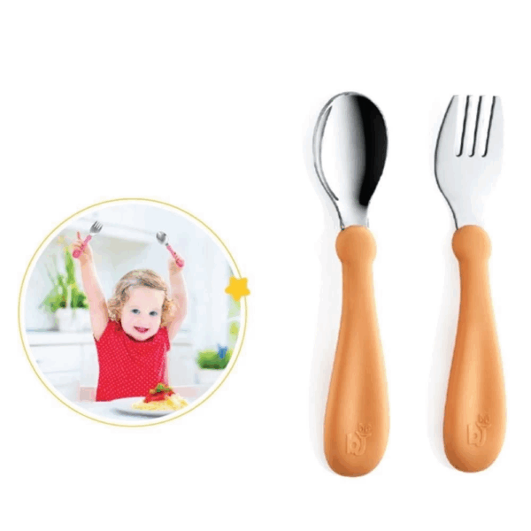 BabyJem Paslanmaz Çelik Çatal Kaşık Seti 522 Somon