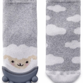 BabyJem Silikon Diş Kaşıyıcılı Havlu Bebek Çorap Gri