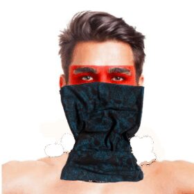 Baf Bandana Çoklu Kafatası Mavi Siyah Maske (K0)