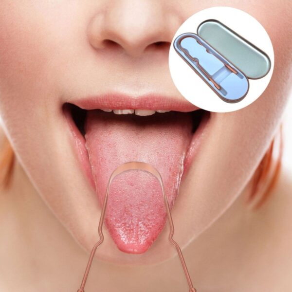 Bakır Oil Pulling Yağ Çekme Dil Plak Temizleme Aleti Dil Fırçası Sıyırıcı Dil Kaşığı (K0) - Görsel 2