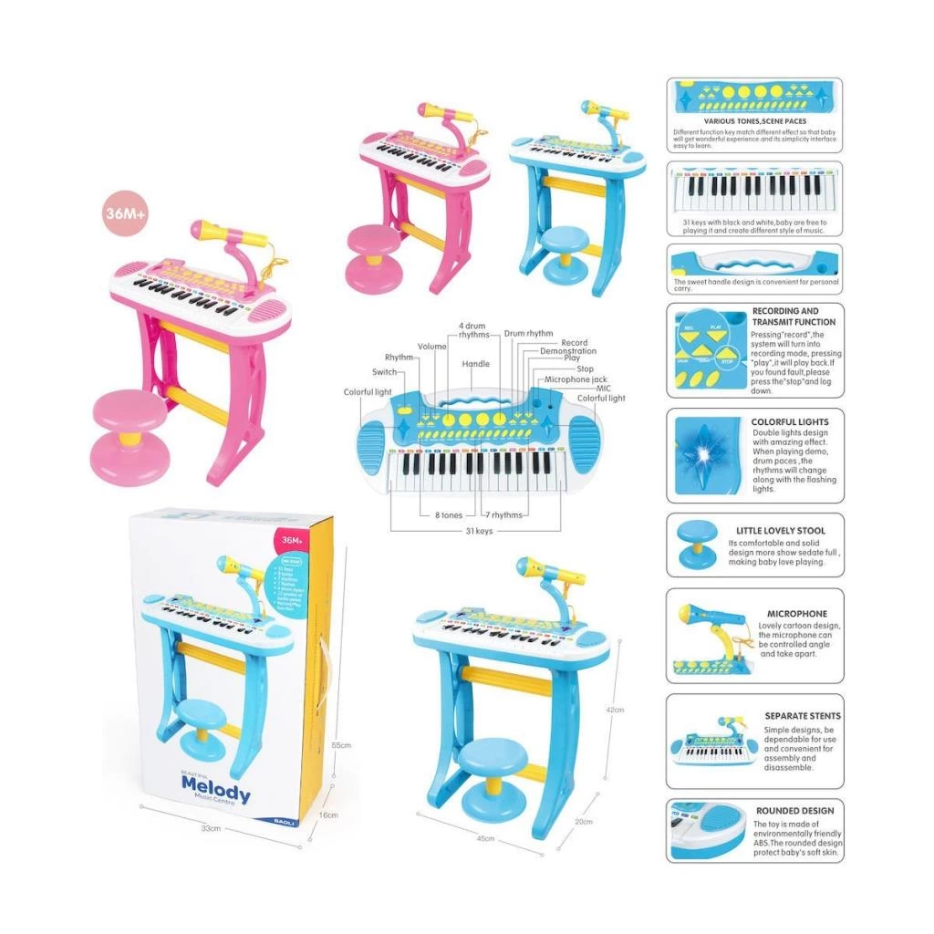 BAO-3132C 24 Tuşlu Mini Piano MP3 -Vardem - Görsel 4
