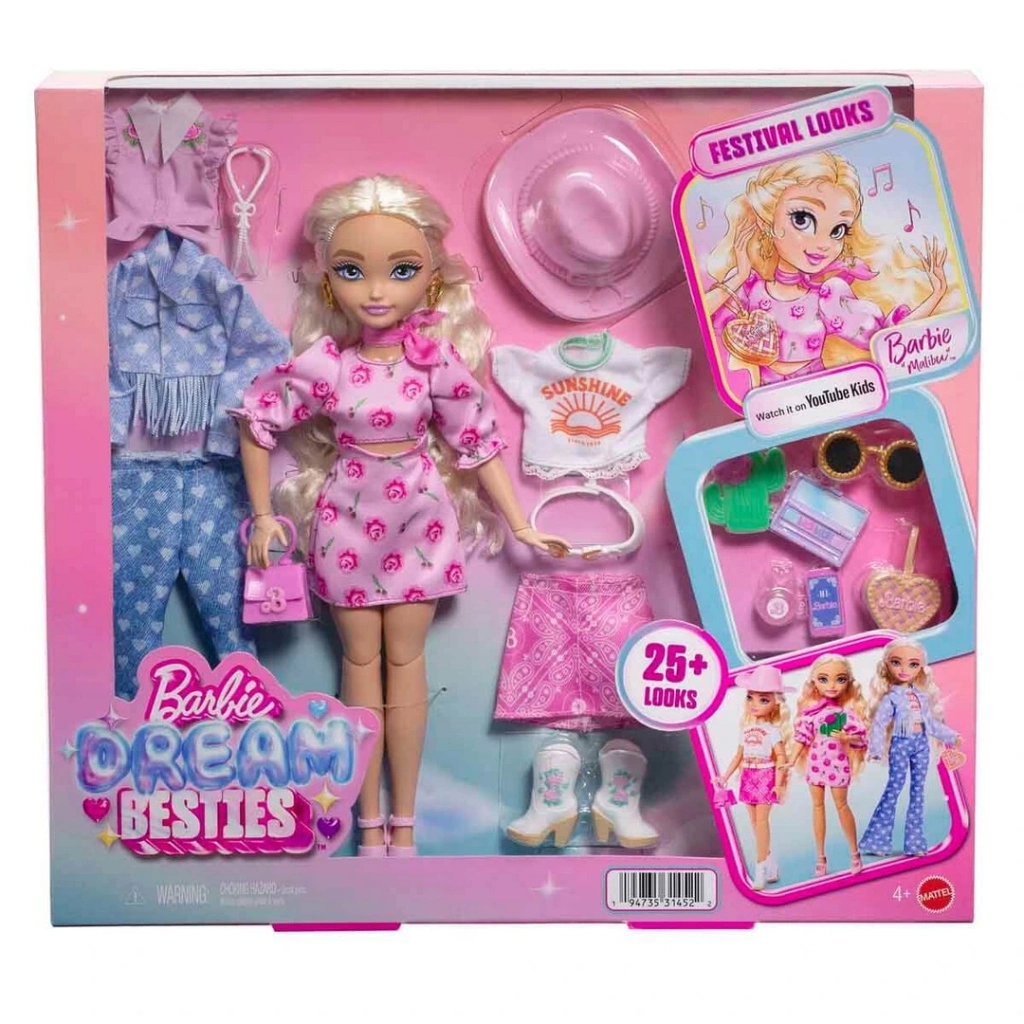 Barbie Dream Besties Festival Kombinleri Barbie Malibu Bebek ve Aksesuarları - Görsel 5