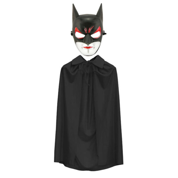 Batman Maskesi Cat Woman ve Batman Pelerini 90 cm Siyah Renk Set (K0)