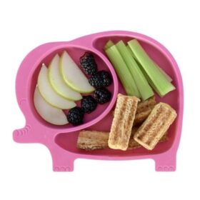 Bebek ve Çocuk için Sevimli Fil Model Desenli Yemek Bebek Mama Kabı Bölmeli Tabak (K0)