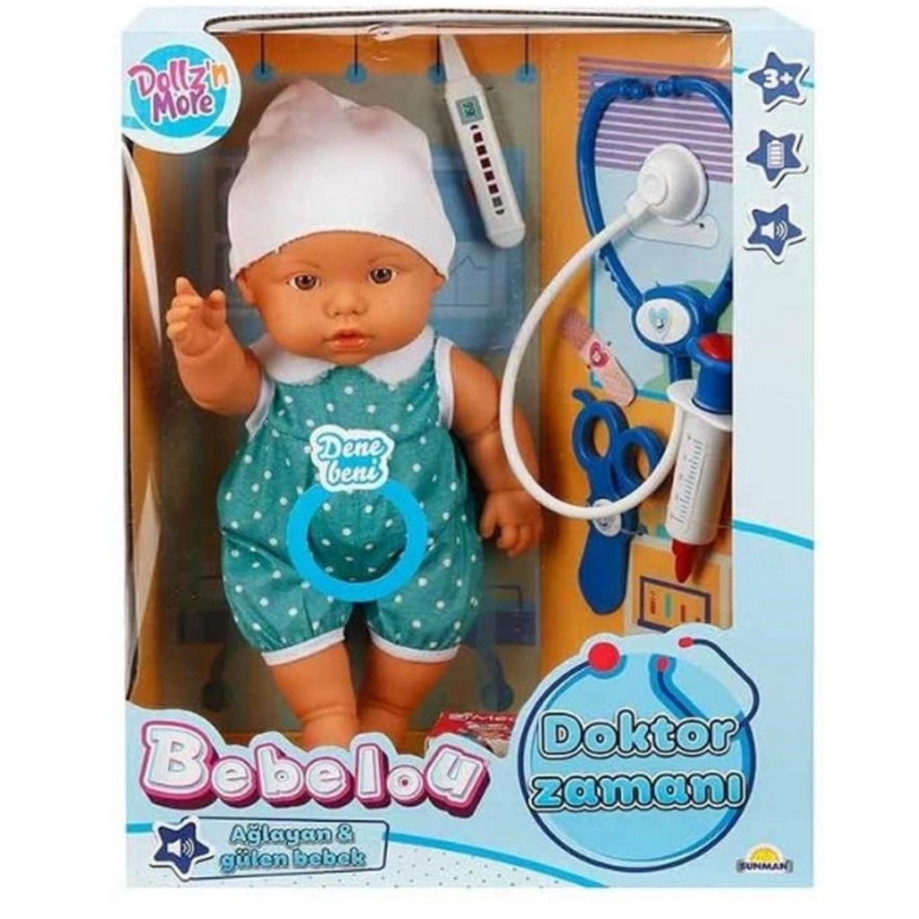 Bebelou Doktor Zamanı Sesli Bebek Seti 35 cm - Görsel 4