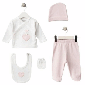 Bebitof Kalpli Tavşan 5'Li Zıbın Set 20091 Pembe