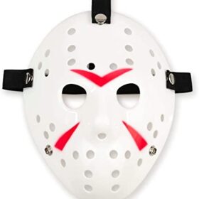 Beyaz Renk Kırmızı Çizgili Tam Yüz Hokey Jason Maskesi Hannibal Maskesi (K0)