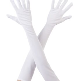 Beyaz Renk Dirseğe Kadar Uzun Kumaş Eldiven 40 cm (K0)