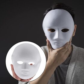 Beyaz Renk Boyanabilir Anonim Tam Yüz Cosplay Maske 24x18 cm (K0)
