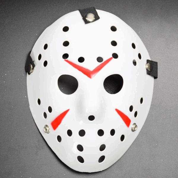Beyaz Renk Kırmızı Çizgili Tam Yüz Hokey Jason Maskesi Hannibal Maskesi