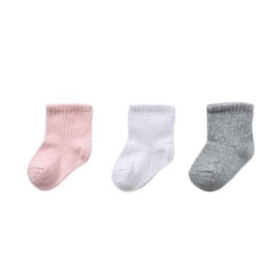 Bibaby Biorganic Kaymaz Basic 3'Lü Çorap 68459 Gri Pembe Beyaz