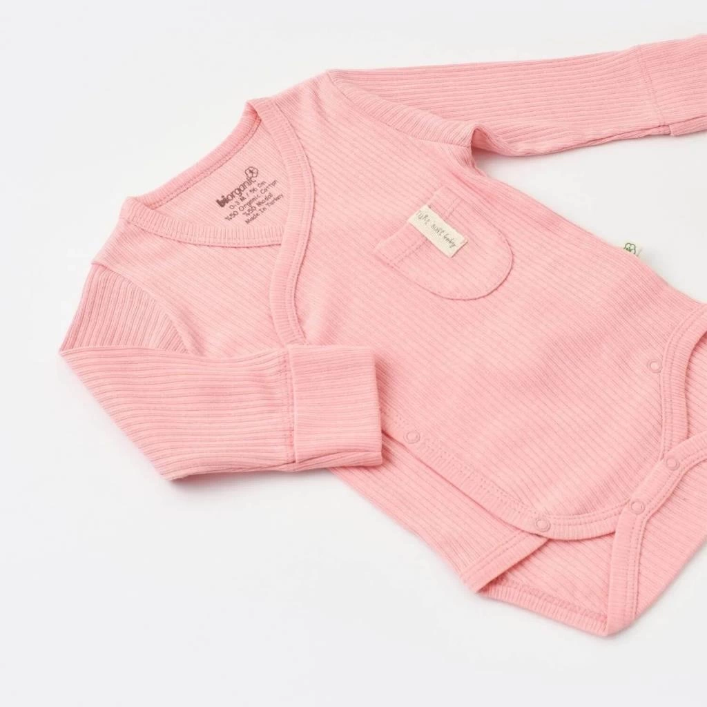 Bibaby Biorganic Soft Modal Eldivenli Kruvaze Body 56904 Pembe - Görsel 2