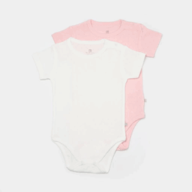Bibaby Jakarlı Kısa Kol 2'Li Bebek Body 56993 Pembe Ekru