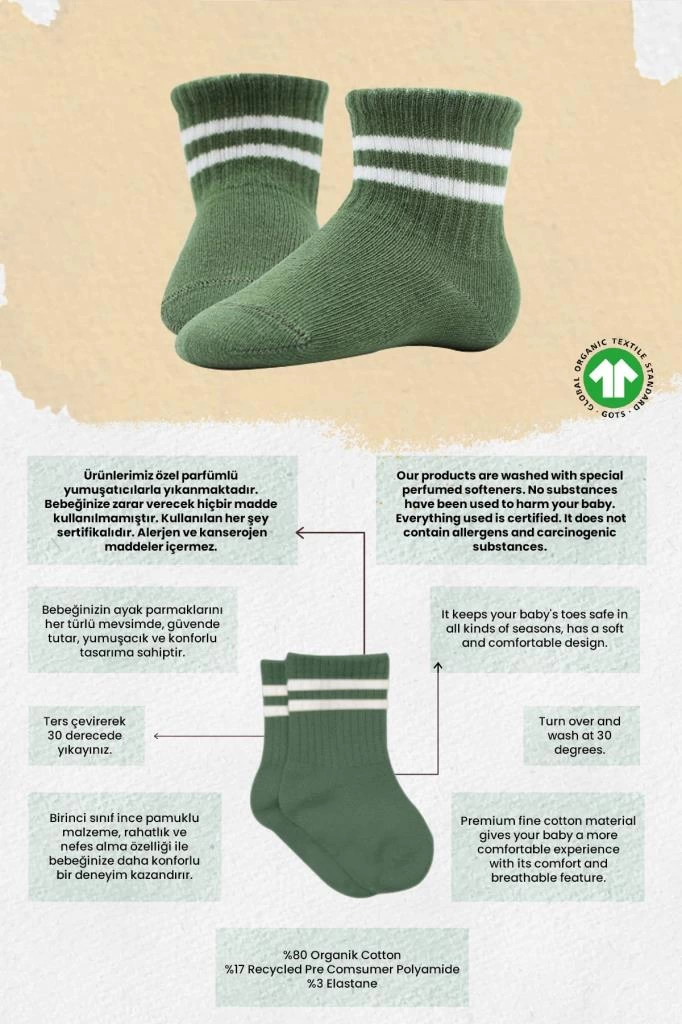 Bistyle 6lı Penye Çemberli Soket Çorap BS6003 Turuncu - Görsel 2