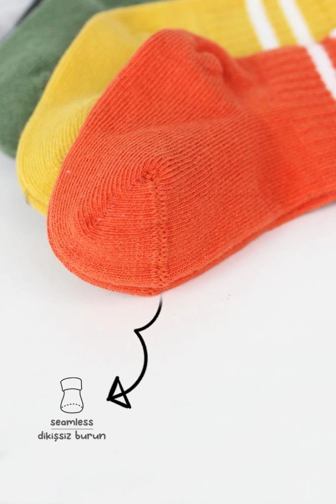 Bistyle 6lı Penye Çemberli Soket Çorap BS6003 Turuncu - Görsel 4