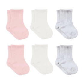 Bistyle Basic 6lı Penye Düz Soket Çorap BS6002 Pembe Ekru