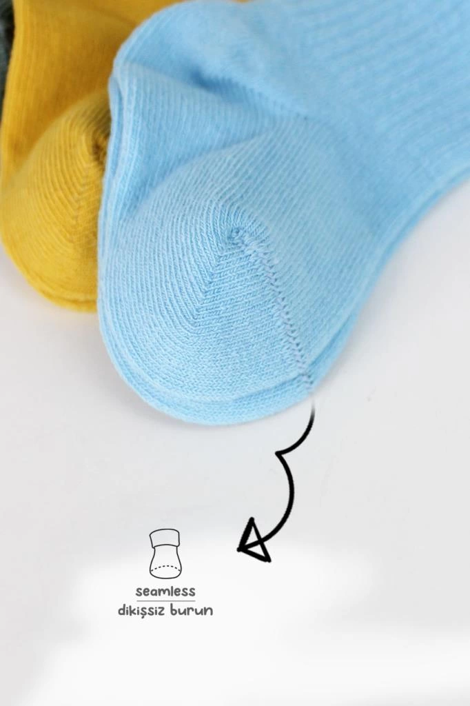 Bistyle Colors 6lı Penye Düz Soket Çorap BS6000 Saks - Görsel 4