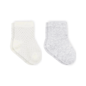 Bistyle Organik 2li Puan Derby Penye Soket Çorap BS2000 Gri Ekru