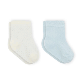 Bistyle Organik 2li Puan Derby Penye Soket Çorap BS2000 Mavi Ekru