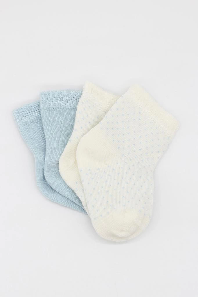 Bistyle Organik 2li Puan Derby Penye Soket Çorap BS2000 Mavi Ekru - Görsel 3