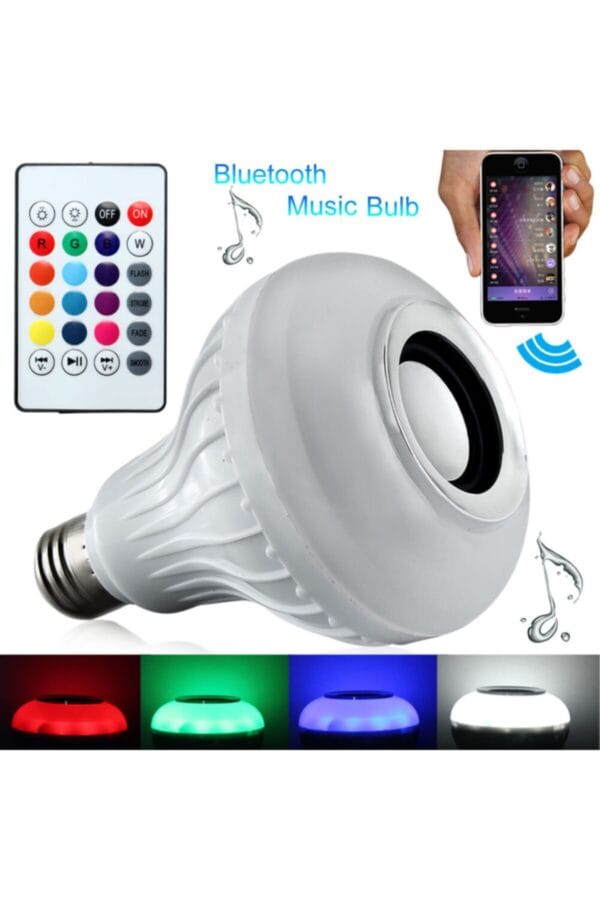 Bluetooth Hoparlör Akıllı Led Ampul Lamba (K0) - Görsel 5