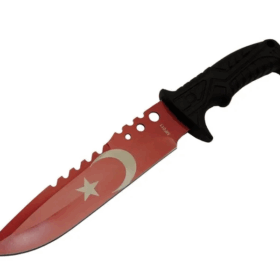 Bora Ayyıldız Mf011 Rd Kırmızı Av Bıçağı 31cm - Testere Detaylı Bıçak, Kılıflı, Plastik Sap