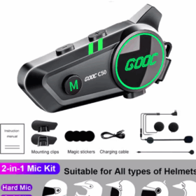 C50 2x Motosiklet Intercom Kask Kulaklık 1000 Mah Rgb Işıklı Çift Eşleşme