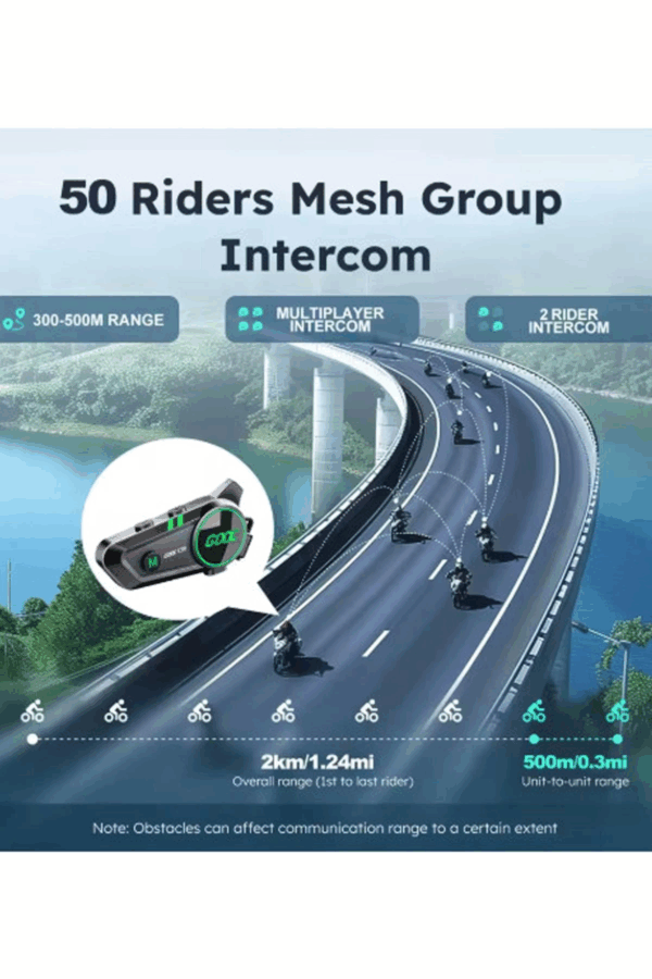 C50 2x Motosiklet Intercom Kask Kulaklık 1000 Mah Rgb Işıklı Çift Eşleşme - Görsel 2