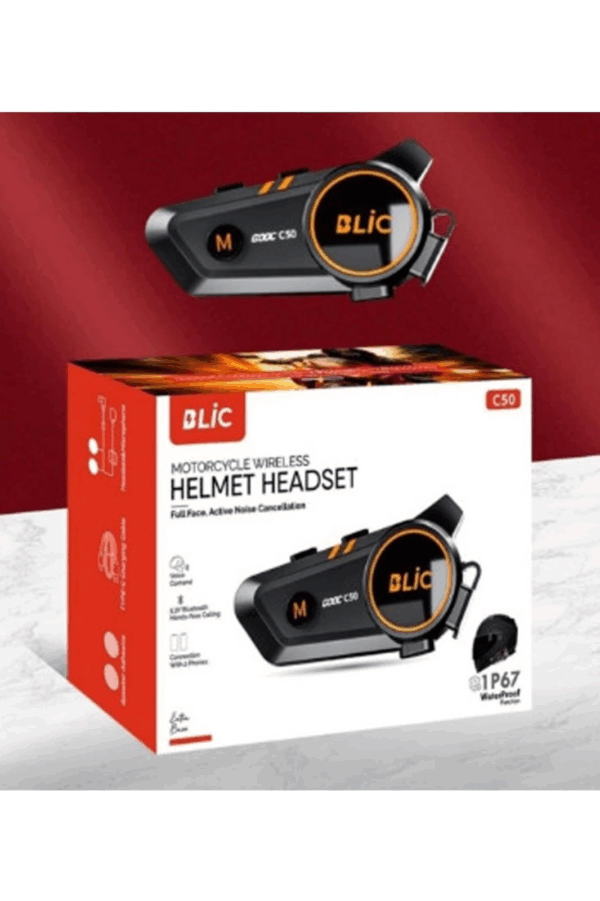 C50 Motosiklet Intercom Kask Kulaklık 1000 Mah Rgb Işıklı Bluetooth Kulaklık Ip67 - Görsel 3