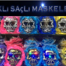 Cadılar Bayramı Işıklı Halloween Kuru Kafa Maskesi 1 Adet karışık Renk (K0)