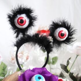 Cadılar Bayramı Halloween Otrişli Sallanan Gözlü Parti Tacı (K0)