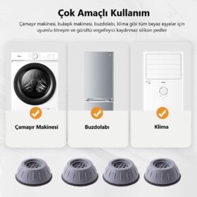 Çamaşır Makinesi Titreşim Önleyici Kaydırmaz Vantuzlu Stoper Set (K0)