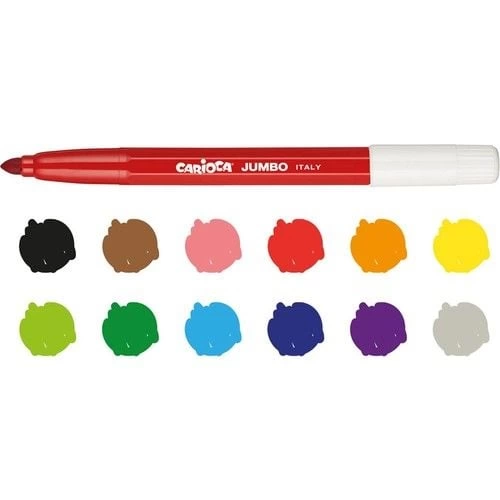 Carioca Jumbo Süper Yıkanabilir Keçeli Boya Kalemi 12li - Görsel 2