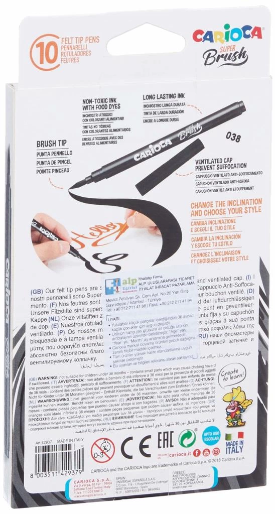 Carioca Süper Brush Keçeli Boya Kalemi 10Lu - Görsel 2