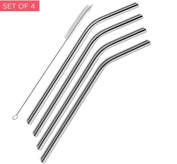 Çelik Pipet Paslanmaz Çelik Metal Meşrubat Pipeti Ve Pipet Temizleme Fırçası Seti 5 Parça - Görsel 3