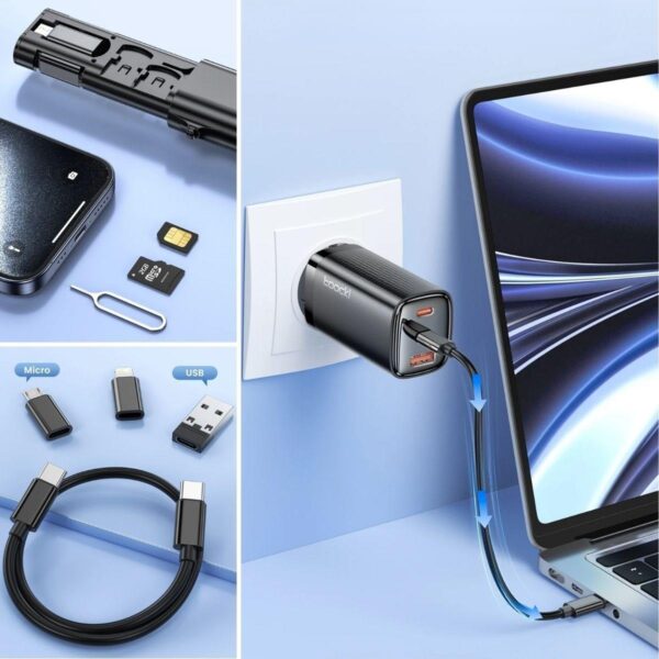Cep Tipi 60W Bas Aç Type-C,İphone Şarj,Micro USB Hızlı Şarj Data Kablo Seti (K0) - Görsel 4