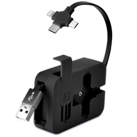 Cep Tipi Telefon Tutuculu Makaralı Uzayıp Kısalabilen 3&amp;apos;ü 1 Arada USB Şarj Kablosu (K0)