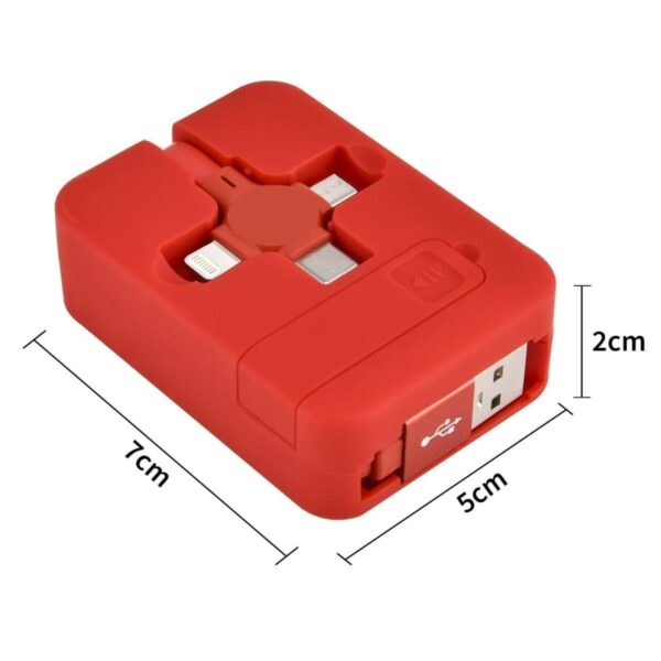 Cep Tipi Telefon Tutuculu Makaralı Uzayıp Kısalabilen 3&amp;apos;ü 1 Arada USB Şarj Kablosu (K0) - Görsel 3
