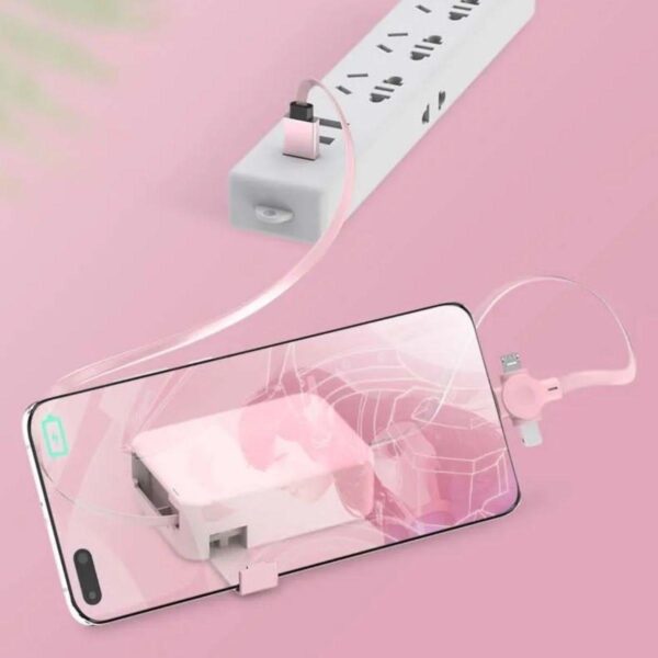 Cep Tipi Telefon Tutuculu Makaralı Uzayıp Kısalabilen 3&amp;apos;ü 1 Arada USB Şarj Kablosu (K0) - Görsel 4