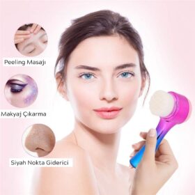 Çift İşlevli Renkli Cilt Yüz Temizleme Fırçası Peeling Masaj Etkili Gözenek Temizleyici Alet (K0)