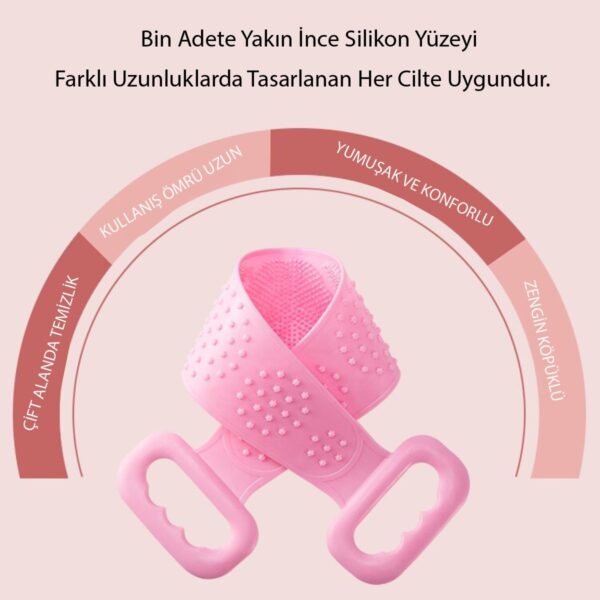 Çift Taraflı Banyo Hamam Lifi Silikon Masajlı Yumuşak Duş Lifi Uzun Ömürlü Hazır Banyo Kesesi (K0) - Görsel 5