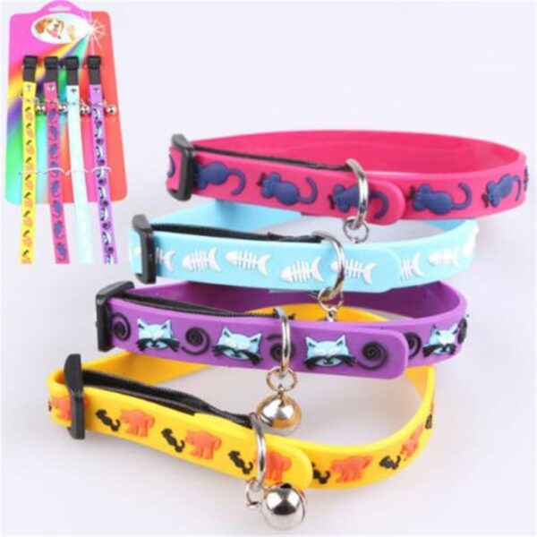 Çıngıraklı Zilli Sevimli Renkli Slikon Kedi Köpek Boyun Tasması (K0) - Görsel 2