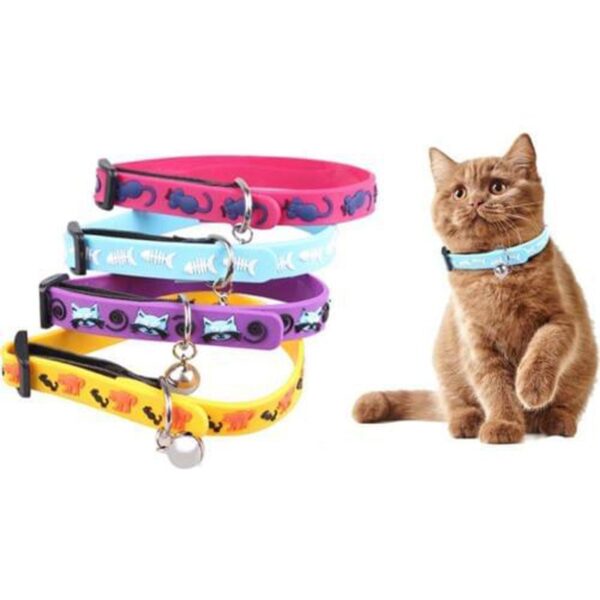Çıngıraklı Zilli Sevimli Renkli Slikon Kedi Köpek Boyun Tasması (K0) - Görsel 4