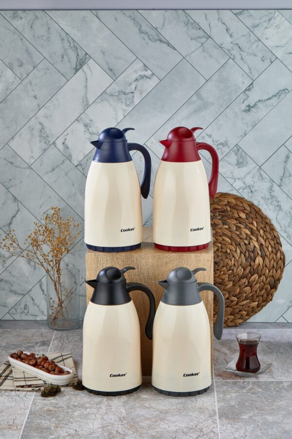 CKR-2075 1.3LT RENKLİ CAM HAZNELİ RETRO PLASTİK TERMOS (K0)