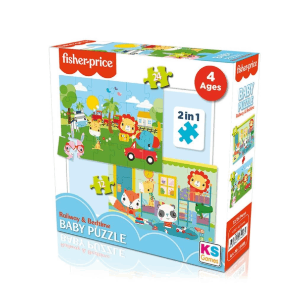 Çocuk 13406 KS Fisher-Price Baby Puzzle - Railway & Bedtime / 12+24 Parça Puzzle / +4 yaş - Görsel 3