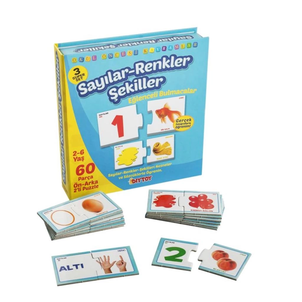 Çocuk 1444 DıyToy, Eğlenceli Bulmacalar - Sayılar - Renkler - Şekiller / 2-6 yaş - Görsel 2